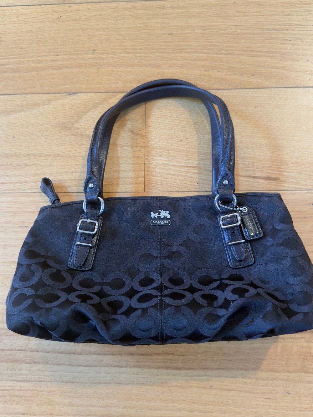 Vintage Y2K small Coach Black Signature C Jacquard Shoulder Bag